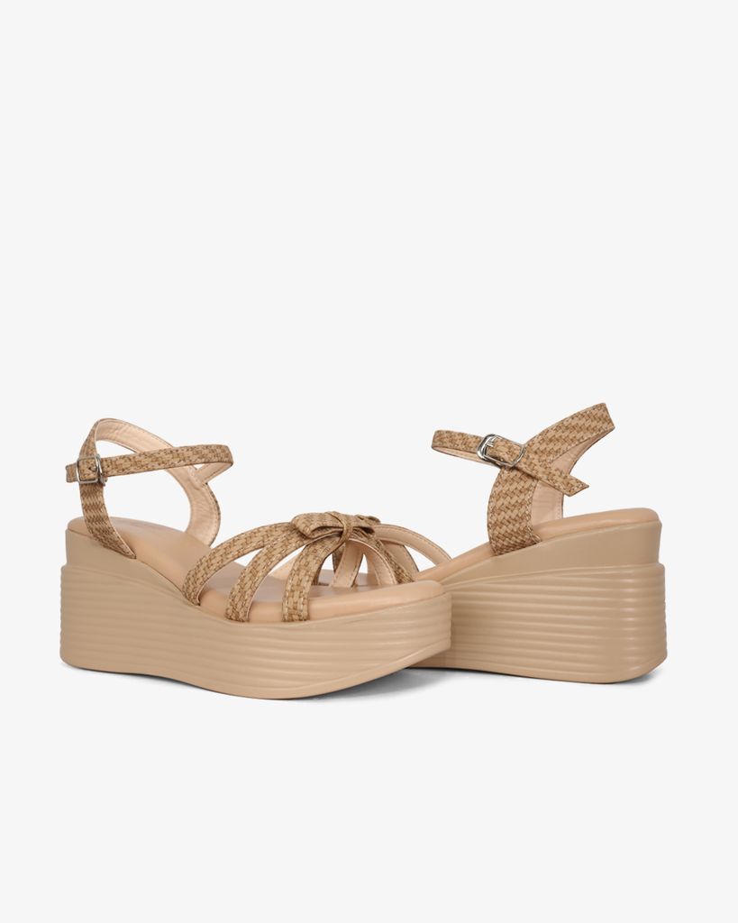 Sandal Đế Xuồng Hạnh Dung Quai Nơ Họa Tiết Vân HD1166AV