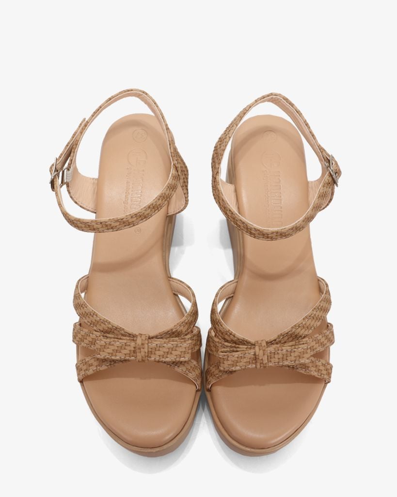 Sandal Đế Xuồng Hạnh Dung Quai Nơ Họa Tiết Vân HD1166AV