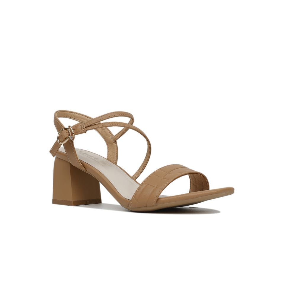 Sandal Cao Gót  Hạnh Dung Quai Ngang Gót Vuông HD27143BI