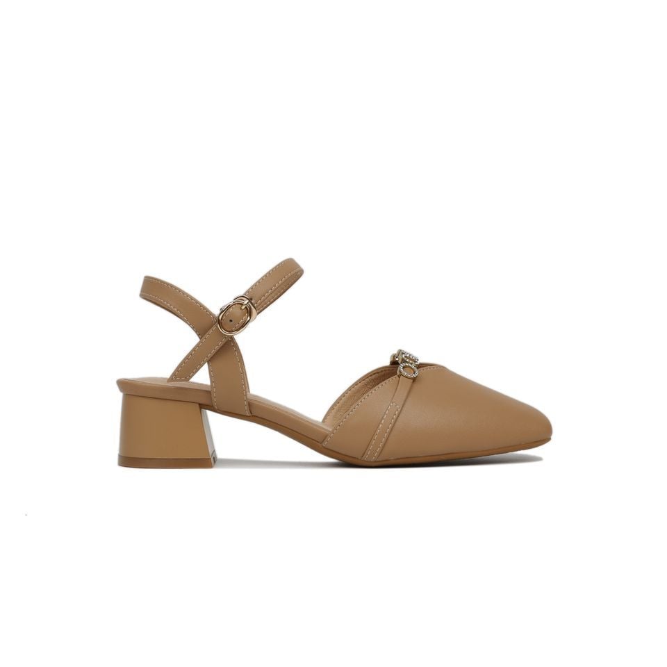 Sandal Cao Gót Hạnh Dung Bít Mũi Đính Đá HD27149BI
