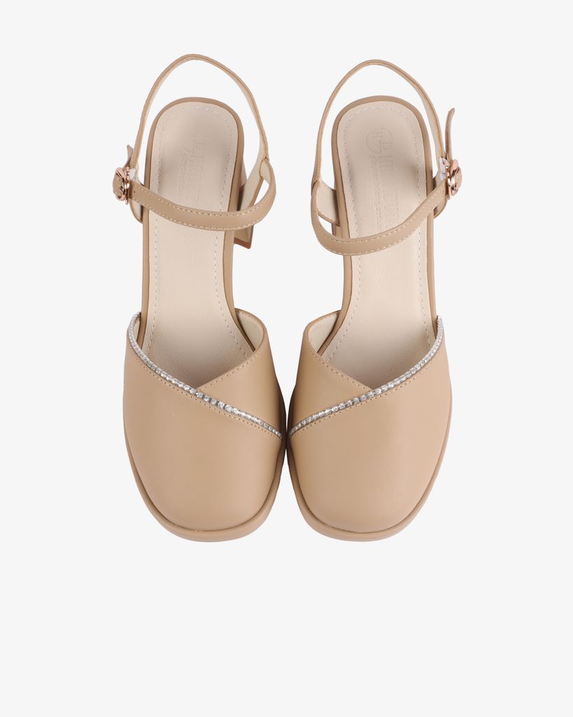 Sandal Cao Gót Hạnh Dung Gót Trụ Mũi Tròn Thanh Lịch HD27255BI