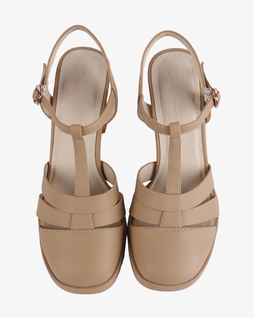 Sandal Cao Gót Hạnh Dung Quai T-Strap Mũi Tròn HD27262BI