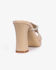 Dép Cao Gót Hạnh Dung Quai Khoét Dây Xoàn HD27281BI