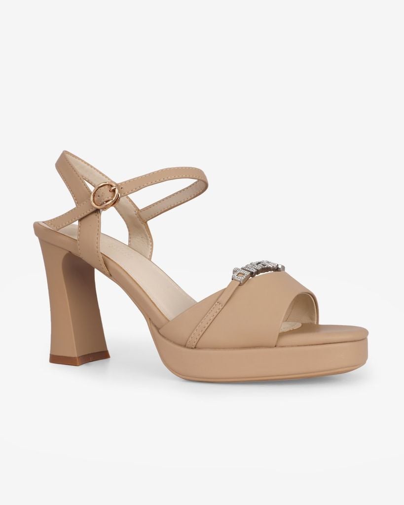 Sandal Cao Gót Hạnh Dung Bản Ngang Dây Khóa HD27283BI