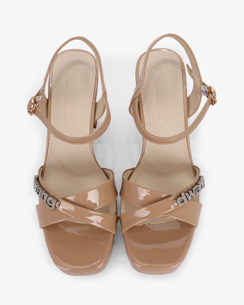 Sandal Cao Gót Hạnh Dung Quai Chéo Khóa HD27284BI