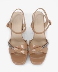 Sandal Cao Gót Hạnh Dung Quai Chéo Khóa HD27284BI
