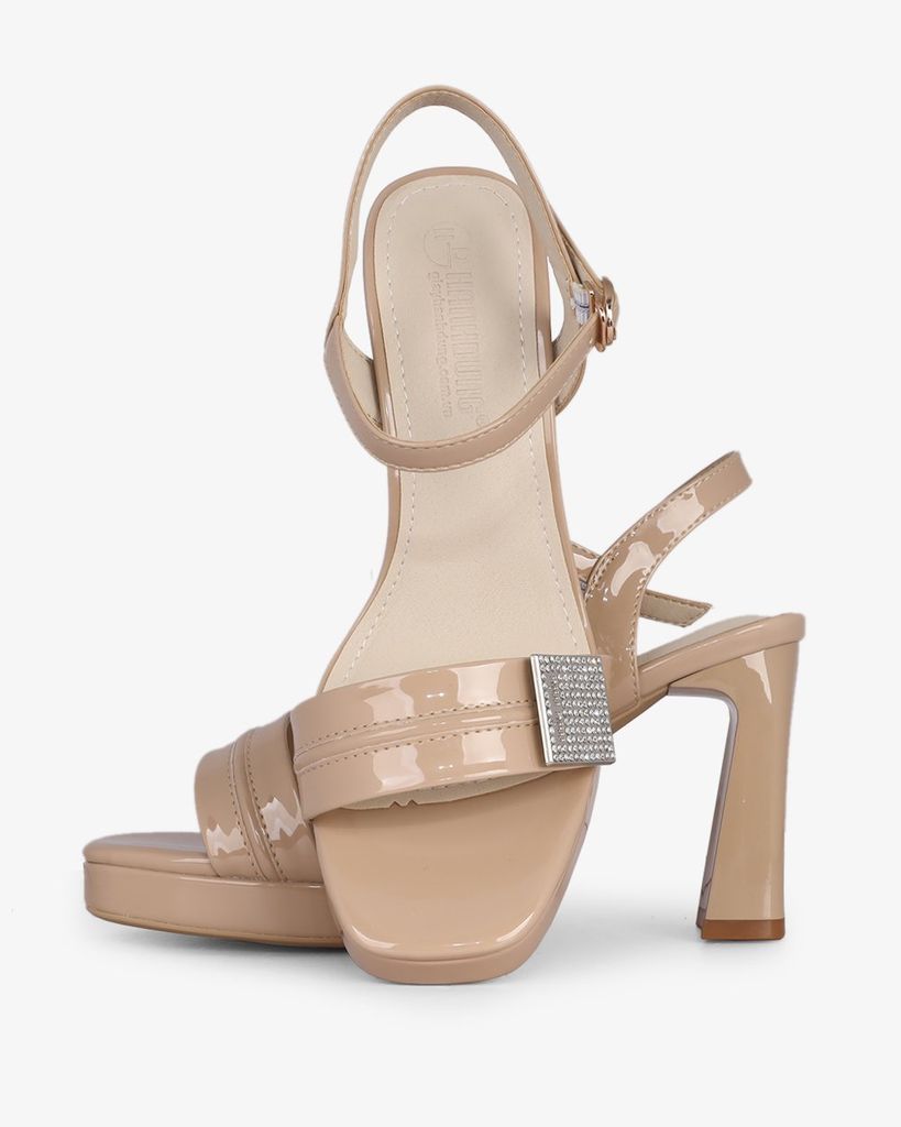Sandal Cao Gót Hạnh Dung Quai Ngang Khóa Xoàn HD27286BI