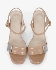Sandal Cao Gót Hạnh Dung Quai Ngang Khóa Xoàn HD27286BI