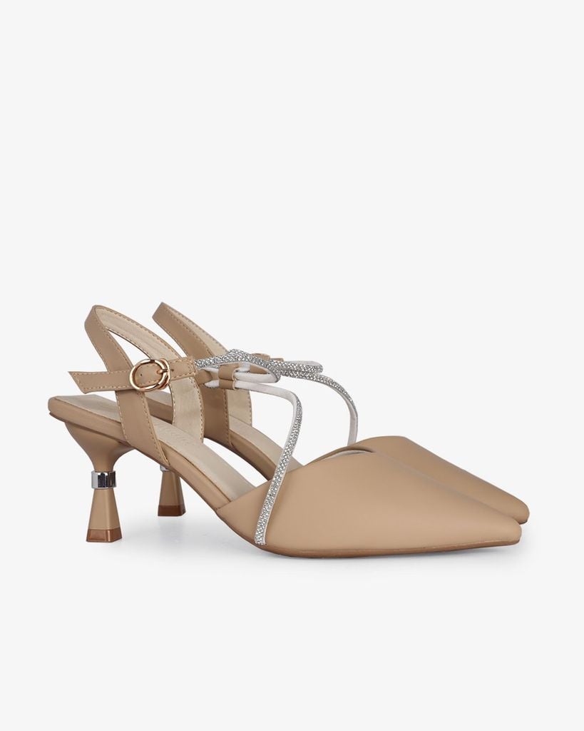Sandal Cao Gót Hạnh Dung Bít Mũi Dây Xoàn HD27289BI