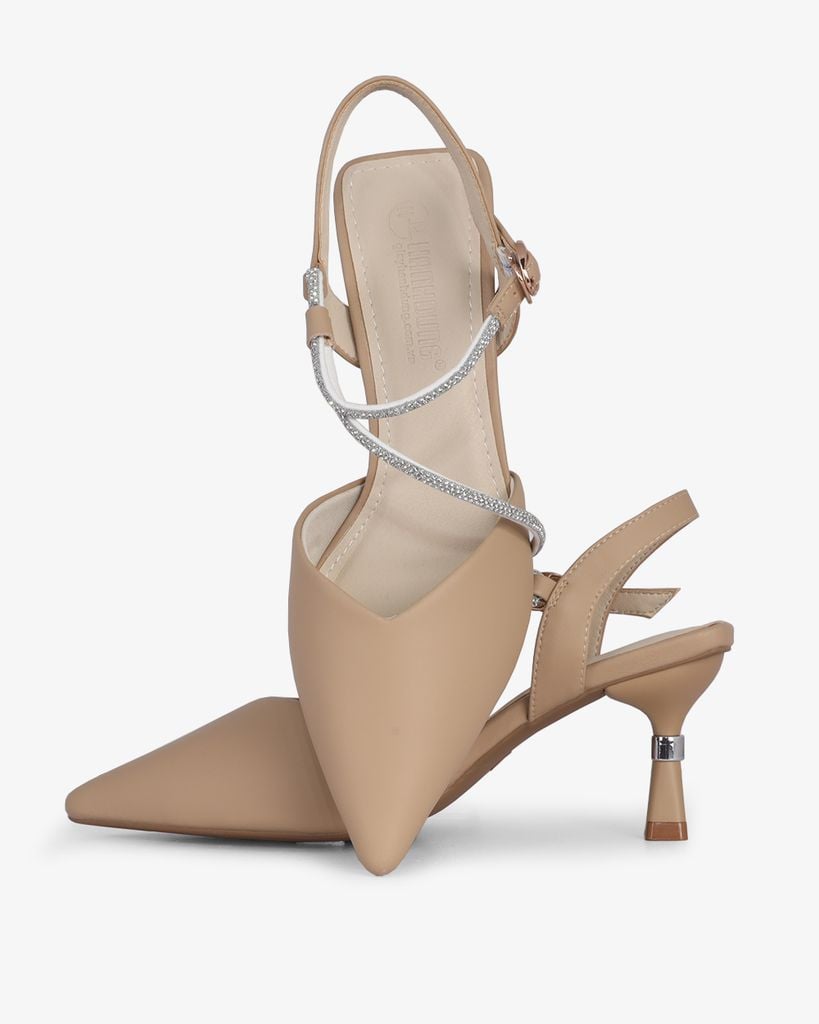 Sandal Cao Gót Hạnh Dung Bít Mũi Dây Xoàn HD27289BI