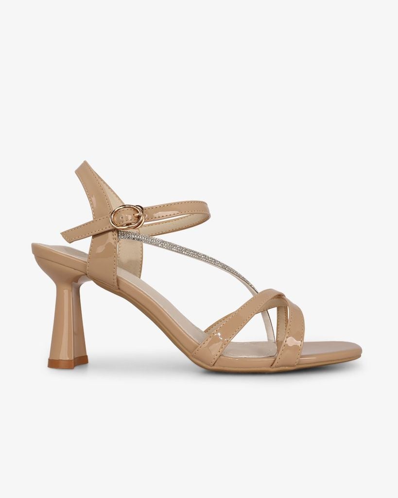 Sandal Cao Gót Hạnh Dung Quai Mảnh Đính Xoàn HD27303BI