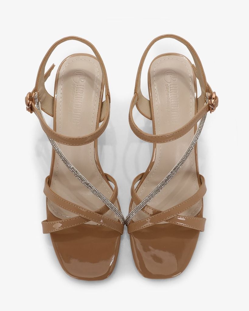 Sandal Cao Gót Hạnh Dung Quai Mảnh Đính Xoàn HD27303BI