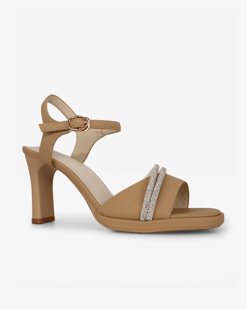 Sandal Cao Gót Hạnh Dung Bản Ngang Dây Xoàn HD27308BI