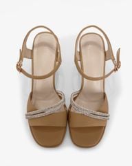 Sandal Cao Gót Hạnh Dung Bản Ngang Dây Xoàn HD27308BI
