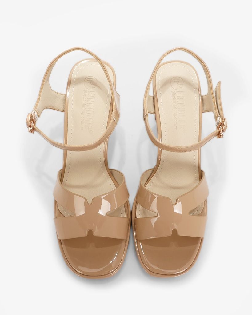 Sandal Cao Gót Hạnh Dung Quai Bóng Chữ H  HD27311BI