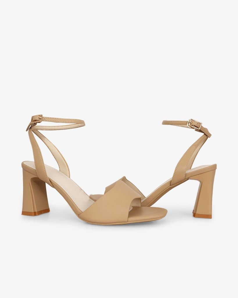 Sandal Cao Gót Hạnh Dung  Quai Ngang Bản Lớn HD27316BI