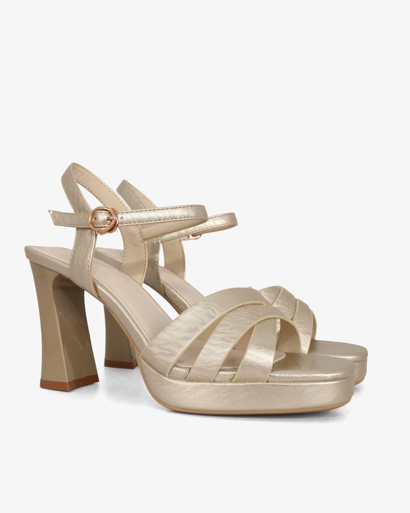 Sandal Cao Gót Hạnh Dung Quai Bản Chéo HD27319BI