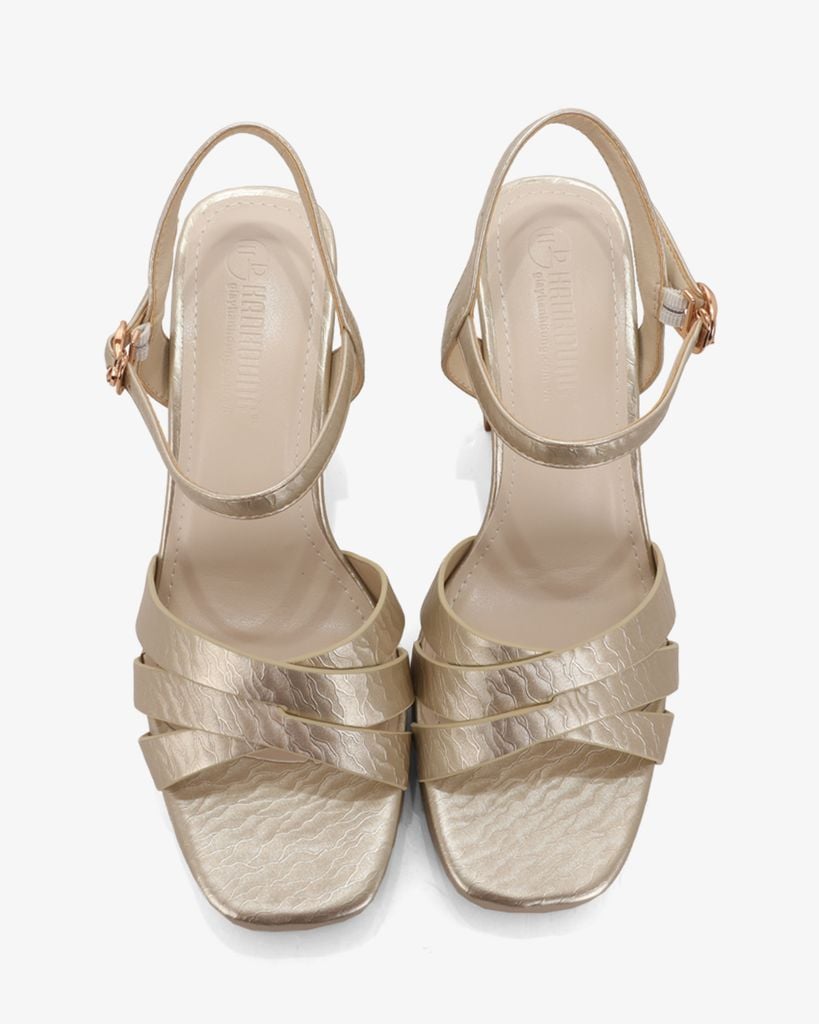 Sandal Cao Gót Hạnh Dung Quai Bản Chéo HD27319BI