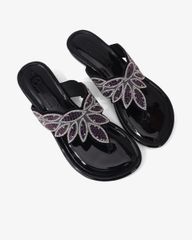 Dép Đế Xuồng Hạnh Dung Kẹp Xỏ Ngón Khóa Pha Lê HD12279AM