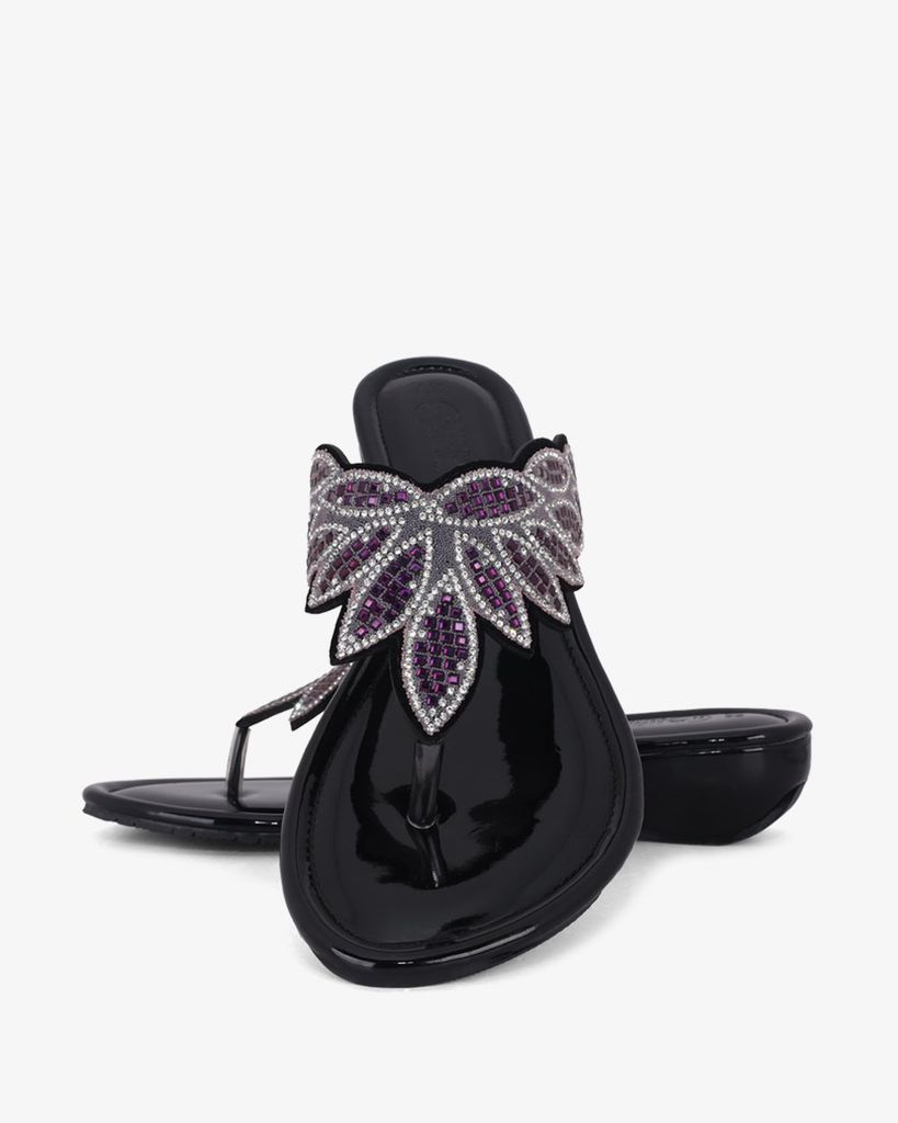 Dép Đế Xuồng Hạnh Dung Kẹp Xỏ Ngón Khóa Pha Lê HD12279AM