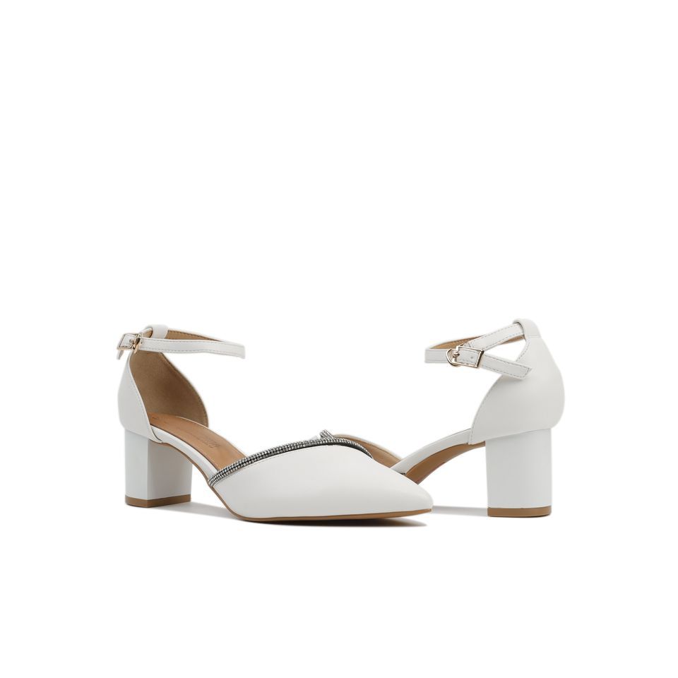 Sandal Cao Gót Hạnh Dung Mũi Nhọn Đính Đá Bít Hậu HD04633AD