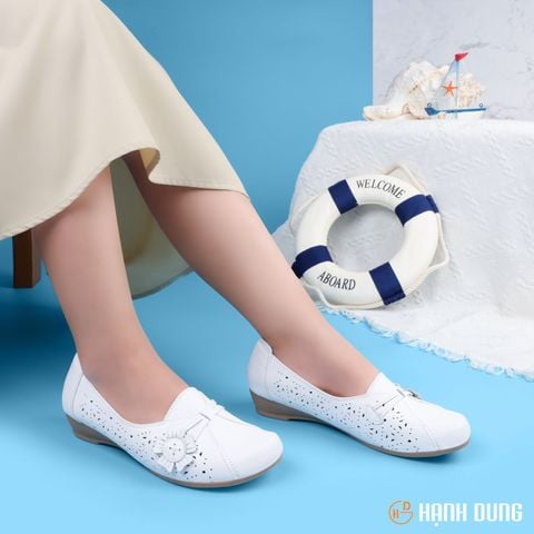 Giày Đế Xuồng Hạnh Dung Quai Đục Lỗ Phối Bông HD04821AD