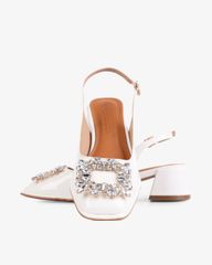 Sandal Cao Gót Hạnh Dung Mũi Vuông Đính Đá HD1112AV