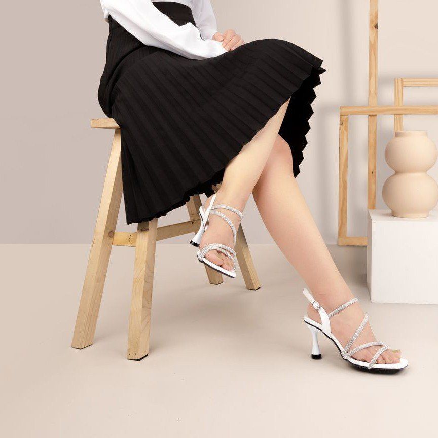 Sandal Cao Gót Hạnh Dung  Dây Kim Sa Gót Nhỏ HD12247AM