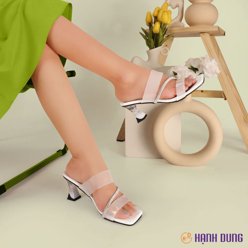 Dép Cao Gót Hạnh Dung Bản Dây Trong Gót Mica HD12248AM