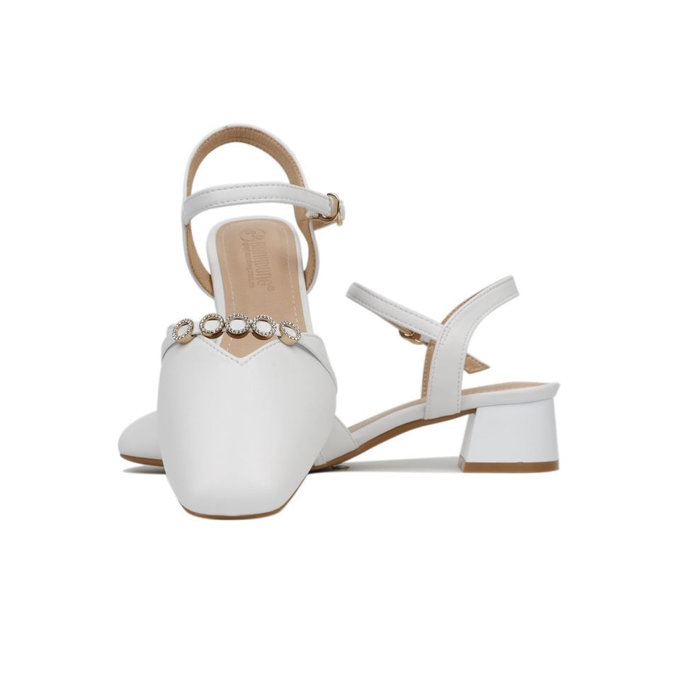 Sandal Cao Gót Hạnh Dung Bít Mũi Đính Đá HD27149BI