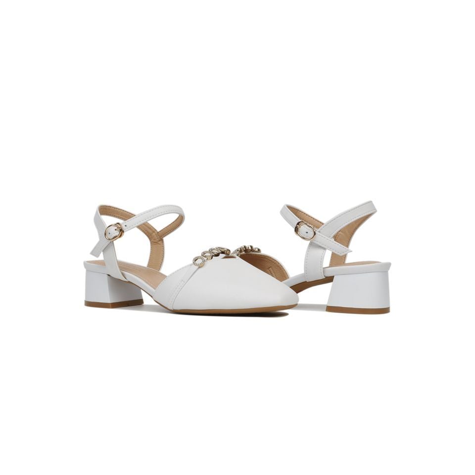 Sandal Cao Gót Hạnh Dung Bít Mũi Đính Đá HD27149BI