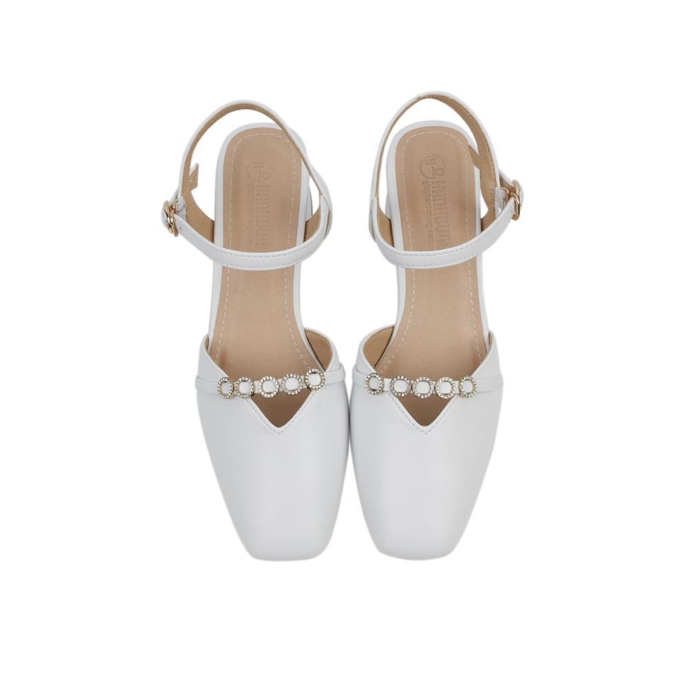 Sandal Cao Gót Hạnh Dung Bít Mũi Đính Đá HD27149BI