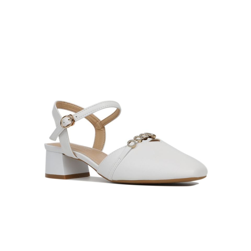 Sandal Cao Gót Hạnh Dung Bít Mũi Đính Đá HD27149BI