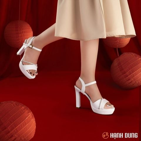 Sandal Cao Gót Hạnh Dung Quai Phối Xoàn Mảnh HD27193BI