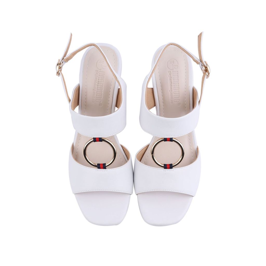 Sandal Cao Gót Hạnh Dung Bản Phối Phụ Kiện TRòn HD27209BI