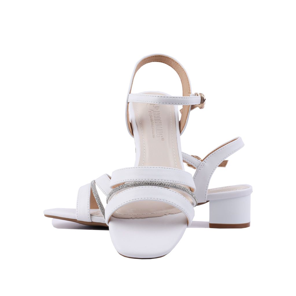 Sandal Cao Gót Hạnh Dung Dây Ngang Phối Xoàn HD27217BI
