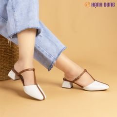 Dép Bít Mũi Hạnh Dung Quai T-Strap Trơn HD27245BI