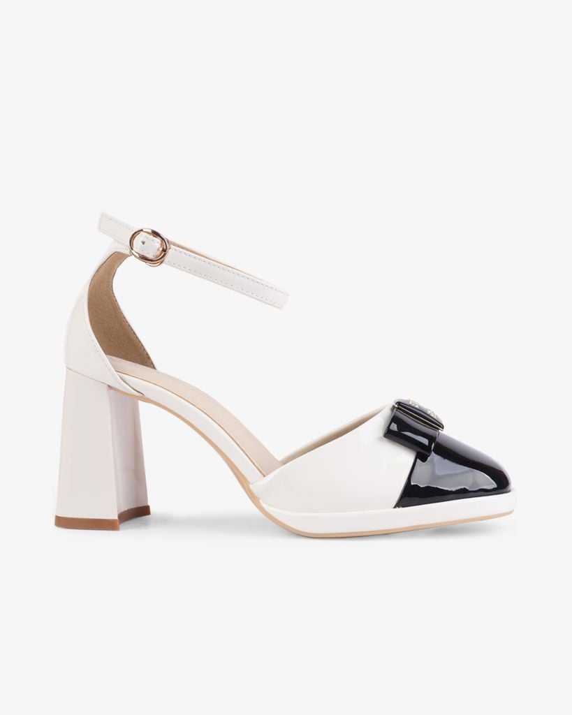 Sandal Cao Gót Hạnh Dung Bít Hậu Mũi Phối Bóng HD27256BI