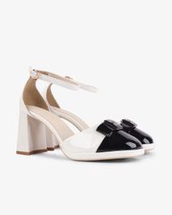 Sandal Cao Gót Hạnh Dung Bít Hậu Mũi Phối Bóng HD27256BI