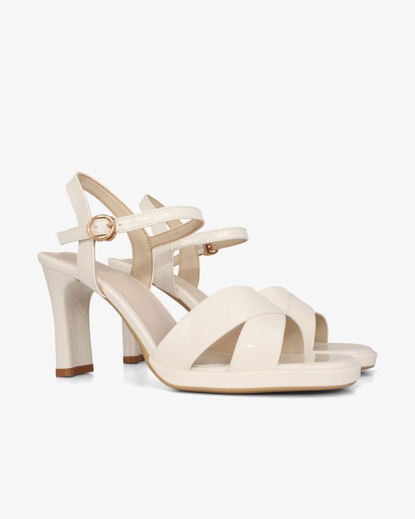 Sandal Cao Gót Hạnh Dung Quai Chéo Gót Trụ HD27307BI