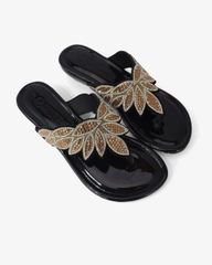 Dép Đế Xuồng Hạnh Dung Kẹp Xỏ Ngón Khóa Pha Lê HD12279AM