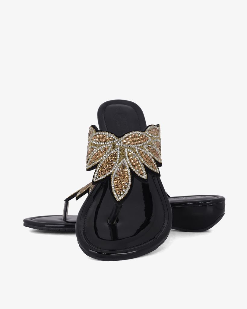 Dép Đế Xuồng Hạnh Dung Kẹp Xỏ Ngón Khóa Pha Lê HD12279AM