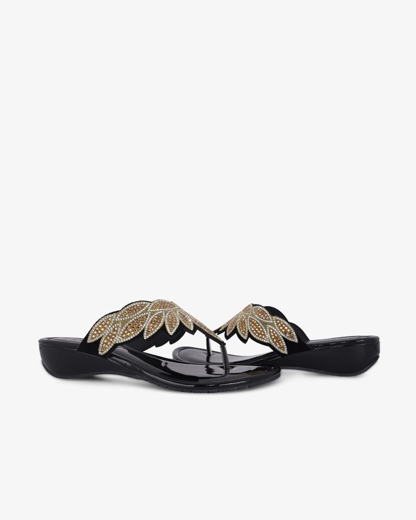 Dép Đế Xuồng Hạnh Dung Kẹp Xỏ Ngón Khóa Pha Lê HD12279AM