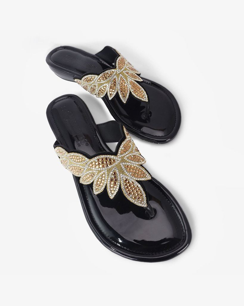 Dép Đế Xuồng Hạnh Dung Kẹp Xỏ Ngón Khóa Pha Lê HD12279AM