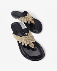 Dép Đế Xuồng Hạnh Dung Kẹp Xỏ Ngón Khóa Pha Lê HD12279AM