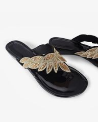 Dép Đế Xuồng Hạnh Dung Kẹp Xỏ Ngón Khóa Pha Lê HD12279AM