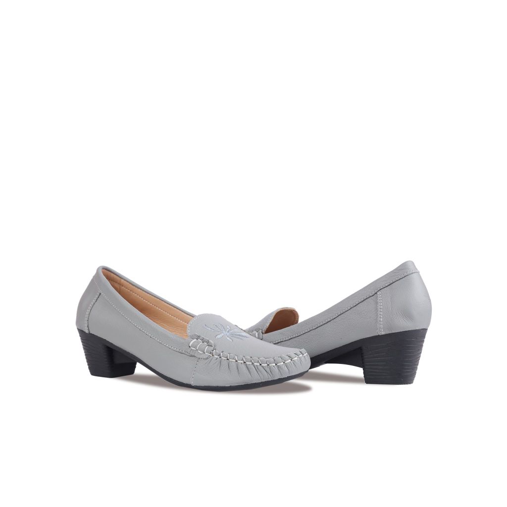 Giày Cao Gót Hạnh Dung Họa Tiết Thêu Lá HD04914AD