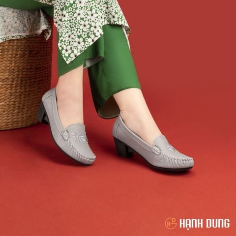 Giày Cao Gót Hạnh Dung Họa Tiết Thêu Lá HD04914AD