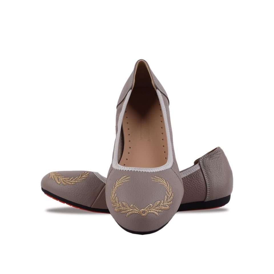 Giày Búp Bê Hạnh Dung Thêu Nguyệt Quế HD2221AX