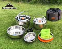 Bộ nồi cắm trại inox Campingmoon MC-210 Full bài ăn uống ngoài trời
